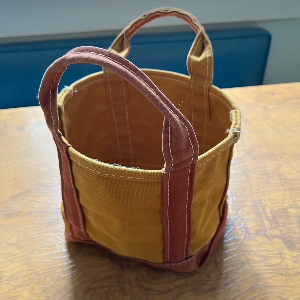 LL Bean Micro Small Boat & Tote Bag Brown Mustard Rust Vintage USA *RARE color*